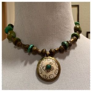 Turquoise & Brass Choker